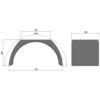 PE 92.28, AILE ARRIERE TRAPEZOIDALE POLYETHYLENE, X = 400 MM, H = 460 MM, A = 1490 MM
