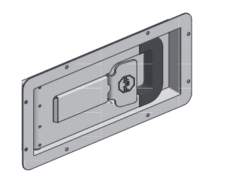 FERMETURE ENCASTREE P + L, H = 23.5 MM, LOGO PWP, INOX