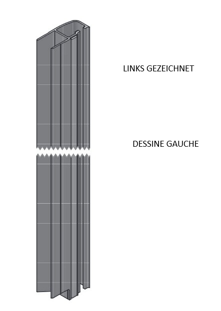 BORDURE D'EXTREMITE ARRIERE GAUCHE ELOXE, _x000D_
L = 813 MM AVEC POLYAMIDE, POUR KINNEGRIP