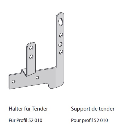 PLAQUE SUPPORT TENDER POUR PROFIL 205, GAUCHE, INOX