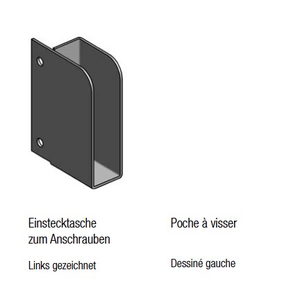 POCHE POUR LATTE A VISSER, ZINGUEE,  DROITE LARGEUR 26 MM
