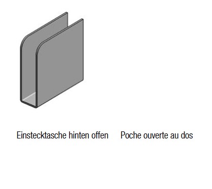 POCHE POUR LATTE BRUTE, OUVERTE AU DOS, LARGEUR 26 MM, L = 100 MM