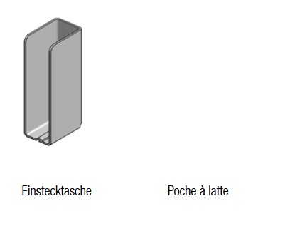 POCHE POUR LATTE FERMEE AU DOS, B = 29 MM, L = 48 MM, ZINGUEE